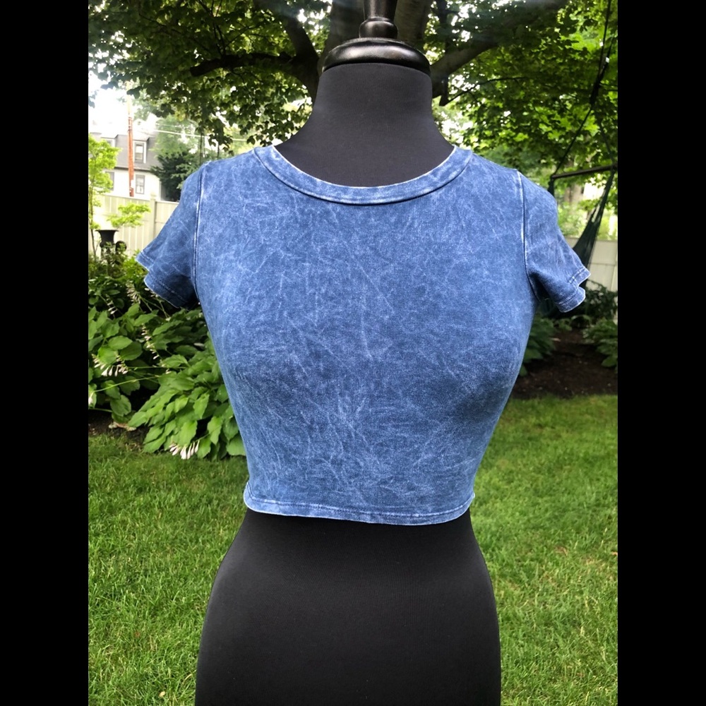 Open back/keyhole super soft faux denim crop top